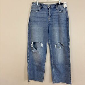 NWT Hollister High Rise Vintage Baggy Light Wash Distressed Jeans Size 15R 36x31